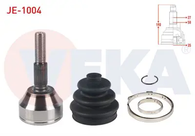 VEKA JE-1004 Aks Kafası Sol-Sağ On Dıs 27x35x58 Uzunluk 190mm Jeep Cherokee (Kj) 2.8 Crd 2001-2008 