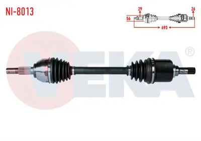 VEKA NI-8013 Komple Aks Sağ On Nıssan Almera Iı (N16) 1.5ı 16v M-T A-T Abslı 44 Dıs Uzunluk 908mm 2000-2007 