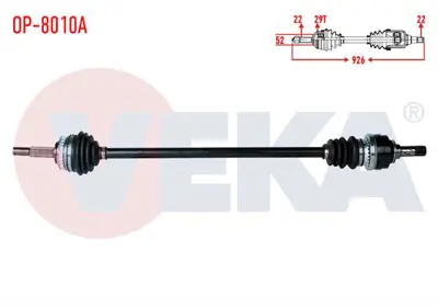 VEKA OP-8010A Komple Aks Sağ On Astraf 1.4ı Abslı 29 Dıs Boy 926mm 1991-2005 