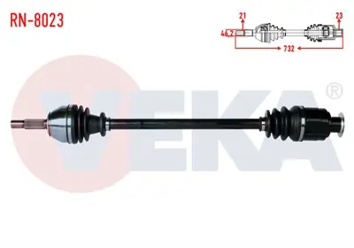 VEKA RN-8023 Komple Aks Sağ On Renault R19 1.4 Uzunluk 738.8mm 1988-2001 4154200183 4154201583 440011818R 440015452R 7701209868 440114926R 9947542 9946572 9946571 9947543