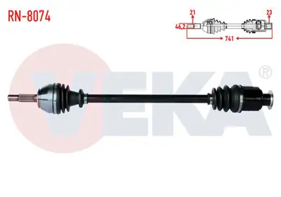 VEKA RN-8074 Komple Aks Sağ On R21 (B48.L48) Manager 1.9d Boy 741mm 1986-1993 