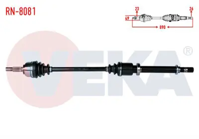 VEKA RN-8081 Komple Aks Sağ On Renault Clıo Iıı (Br0/1.Cr0/1) 1.2i 16v Uzunluk 890mm 2005-2012 