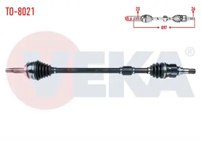 VEKA TO-8021 Komple Aks Sağ On Toyota Yarıs (P9) 1.4 D-4d Uzunluk 897mm 2006-2010 