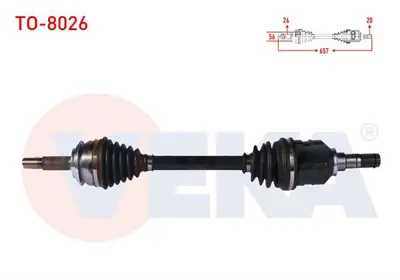 VEKA TO-8026 Komple Aks Sol On Uzunluk 657 Mm Toyota Yarıs (P13) 1.4 D-4d A-T/M-T 2011- 