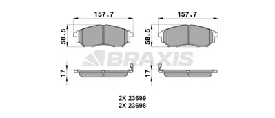 BRAXIS AB0104 On Fren Balatası Pathfınder 10>murano3.5 4x4 08> Kaleos 08>13 Qashqaı 10>navara 08> Ifınıtı E AY040NS079 AY040NS091 AY040NS098 AY040NS122 AY040NS147 AY040NS176 D10601BN0A D10601MF0A D10605X00A D1060EB305