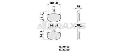 BRAXIS AB0429 Fren Balatası On Dıscovery 1 89-98 / Iveco Daıly I Iı 83>98 Arası STC2957 STC9187 GBP90290AF GBP90274 GBP90287 607963999 1906038 6567001 89VB2K021BA STC8568