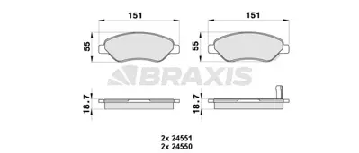 BRAXIS AB0434 On Fren Balatası Corsa D 1.7 Cdtı 06> 1605126 1605127 1605140 1605146 1605149 1605150 1605151 1605158 1605218 1605796