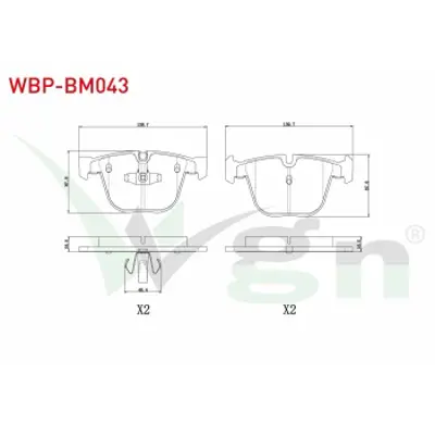 WGN WBP-BM043 Fren Balata Arka Bmw 5 Serısı Gran Turısmo (F07) 520 D 2009-