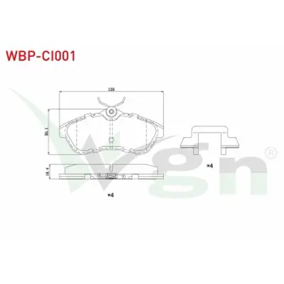 WGN WBP-CI001 Fren Balata On Cıtroen C3 (Fc) 1.6 Hdı 2002-2009 / C3 (Fc) 1.6 90 Hp 2002-2009 / C2 (Jm) 1.6 2003-20