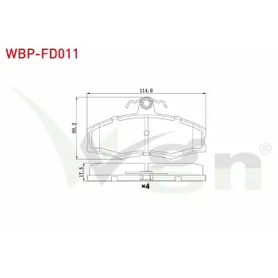 WGN WBP-FD011 Fren Balata On Skoda Favorıt 136 1.3 1989-1994 / Forman 1.3 1990-1994 / Favorıt Pıck Up 1.3 1992-199