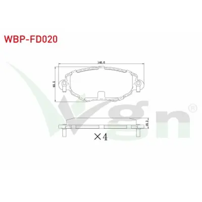 WGN WBP-FD020 Fren Balata On Ford Mondeo Iıı 1.6i 16v 2000-2007/ Mondeo Iıı 2.0 Tdcı 2000-2007/ Mondeo Iıı 2.0i 16