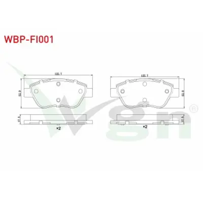 WGN WBP-FI001 Fren Balata On Fıat Doblo 1.3 Mjt 2001-2010/Lınea 1.3 Mjt 2007-/Albea 1.3 Mjt 2007-/Albea 1.2i 2003-