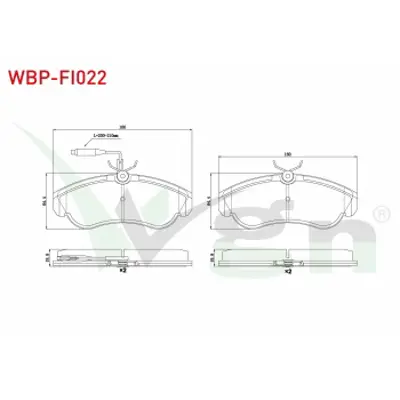 WGN WBP-FI022 Fren Balata On Fıslı Fıat Ducato (230) 2.0 Jtd 1994-2002 / Ducato (230) 2.5 Tdı 1994-2002 / Ducato (