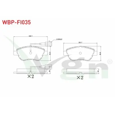 WGN WBP-FI035 Fren Balata On Cıft Fıslı Fıat Lınea 1.4 2010-/Lınea 1.6 Mjt 2010-/Punto Evo 1.3 Mjt 2009-2012/Alfa 