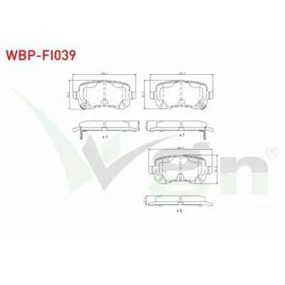 WGN WBP-FI039 Fren Balata Arka Ikazlı Fıat Freemont (Jf) 2.0 Mjt 170 Hp 2011-/ Chrysler G.Voyager 3.3i 2008- / Jee