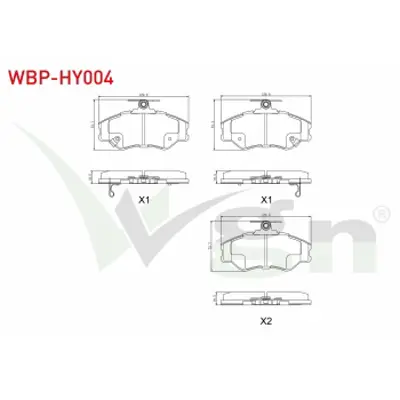 WGN WBP-HY004 Fren Balata Ikazlı On Hyundaı H100 2.5 D Mınıbus 18.00mm 1993-2004