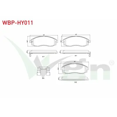 WGN WBP-HY011 Fren Balata On Ikazlı Hyundaı Starex 2.4i 1997-2003 / Starex 2.5 Crdı 1997-2007 / Starex 2.5 Td 1997