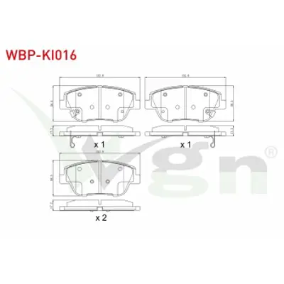 WGN WBP-KI016 Fren Balata On Ikazlı Kıa Rıo Iıı 1.25 Cvvt 2011-2014/ Rıo Iıı 1.4 Cvvt 2011-2014/ Kıa Optıma 1.7 Cr