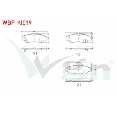 WGN WBP-KI019 Fren Balata Ikazlı On Kıa Sportage (K00) 2.0i 16.00mm 1994-2004