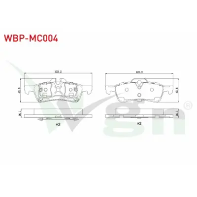 WGN WBP-MC004 Fren Balata Arka Mını (R50r53) Cooper 1.6 16.10mm 2001-2006