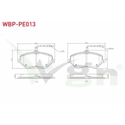 WGN WBP-PE013 Fren Balata On Fıslı Peugeot 407 (6d) 2.0 Hdı 2004-2011 / Peugeot 407 (6d) 2.0i 2004-2011 / Peugeot 
