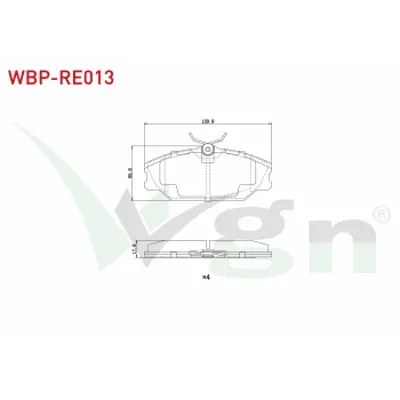 WGN WBP-RE013 Fren Balata On Renault Megane I 1996-2003 / Laguna I 1993-2001 / Safrane 1992-2000 / Scenıc I 1999-2