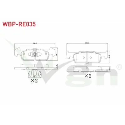 WGN WBP-RE035 Fren Balata On Dacıa Logan Iı 1.5 Dcı 2012-/ Logan Iı 1.2 2012-/ Sandero Iı 1.2 2013-/ Sandero Iı 1.