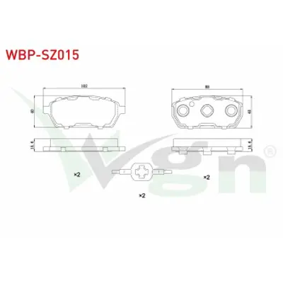 WGN WBP-SZ015 Fren Balata On Suzukı Super Carry 1.3i 15.00mm 1985-1999