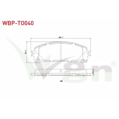 WGN WBP-TO040 Fren Balata On Tel Delıklı Toyota Rav4 Iv (Zsa4ala4) 2.0 Vvt-I - 2.0 D-4d 4x4 2012-/ Lexus Nx (_Z1_
