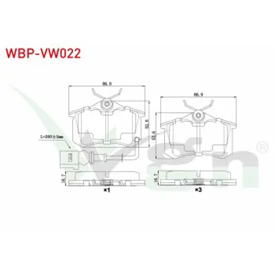 WGN WBP-VW022 Fren Balata Arka Fıslı Vw Polo (9n_) 1.6i 16v 2001-2012/ 1.4 Tdı 2001-2012/ 1.4i 16v 2001-2012/ 1.9 