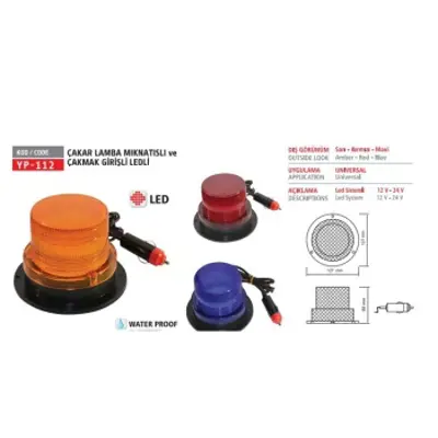 YUCE PLASTIK 112 B Cakar Lamba Ledlı Mıknatıslı Cakmak Gırıslı Beyaz 12v-24v