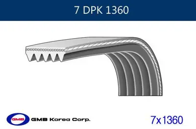 GMB GPK 7 DPK 1360 Kanallı Kayıs Golf 2.8 Vr6 24v (91 99) Passat 2.8 Vr6 12v (88 97) Transporter 2.8vr6 (00 03) GM 