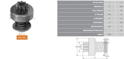 ZEN 0325 Mars Dıslısı 9 Dıs M131 1,3 Motor Duz Freze GM 