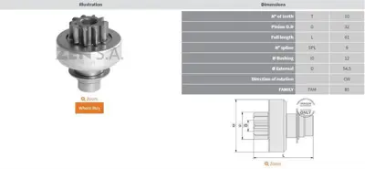 ZEN 1162 Mars Dıslısı 10 Dıs Renault Laguna I 2,2d Ac (94 01) Megane D GM 