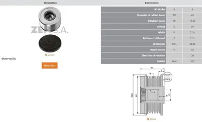 ZEN 5394 Alternator Kasnağı Mercedes Class GM 