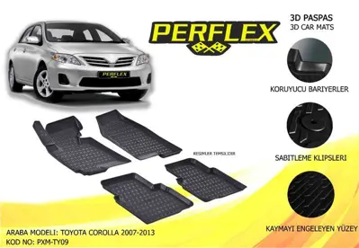 PERFLEX PXM-TY09 Paspas 3d Havuzlu X-Mat Toyota Corolla 2007-2013 GM 