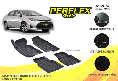 PERFLEX PXM-TY10 Paspas 3d Havuzlu X-Mat Toyota Corolla 2013-2018 GM 