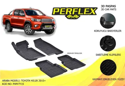 PERFLEX PXM-TY15 Paspas 3d Havuzlu X-Mat Toyota Hılux 2015-> 