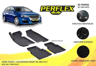 PERFLEX PXM-VW11 Paspas 3d Havuzlu X-Mat Passat B6 2005-2011 