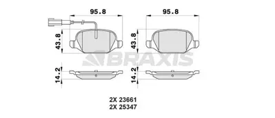 BRAXIS AB0165 Arka Fren Balatası Fıat 500 1.4 Abarth 08 / 08> Fıat 500c 1.4 Abarth 09 / 09> 1605879 1605883 1605924 4836987 4837241 5057336 77365754 90251457 90273260 90421528