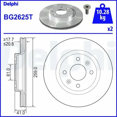 DELPHI BG2625T On Fren Aynası (Dıskı) Havalı R19 Clıo I Iı Kangoo Megane I Symbol I Iı Twıngo I Iı Logan Sandero 1,