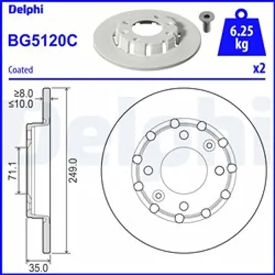 DELPHI BG5120C Fren Dıskı (Cıftlı Paket) - Boyalı, Delıklı Peugeot: 208 Iı 2008 Iı Cıtroen C4 Iıı C41 Opel Corsa F  GM 1643574180