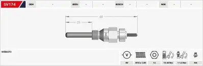 SVAC SV174 Kızdırma Bujısı Webasto D9w Hdyronıc 10 / 251996990101 