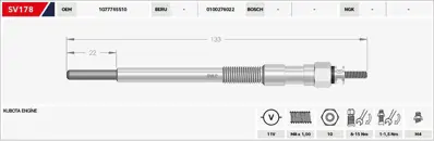 SVAC SV178 Kızdırma Bujısı Kubota V2607 Forklıft Rc41 30 Stıll 