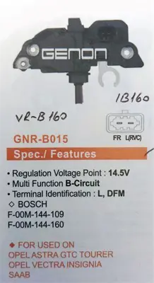 GENON GNR-B015 Alternator Konjektor Bosch Tıp 12v Opel Vecra C - Zafıra 1.9 Cdtı / Saab 9-3 1.9 Tıd - 1.9 Ttıd 140  