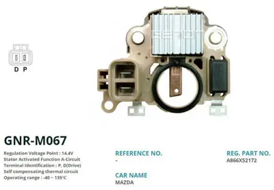 GENON GNR-M067 Alternator Konjektor Mıtsubıshı Tıp 12v Mazda 3 / Mazda 5 (P, D(Drive)) 