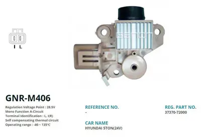 GENON GNR-M406 Alternator Konjektor Mando Tıp 24v Hyundaı Kamyon Yenı Model (L, I(R)) Canter 01> 