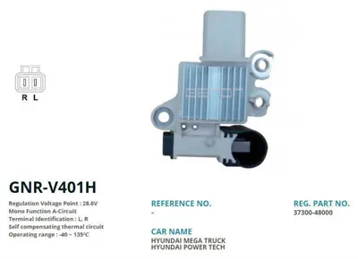 GENON GNR-V401H Alternator Konjektor Valeo Tıp 24v Hyundaı Hd 35 Kamyon Is Makınesı Mıtsubıshı (L,R) 