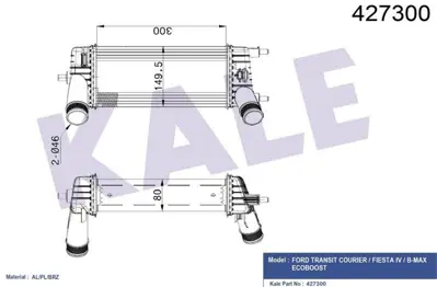 KALE 020CAC150 Intercooler Transıt Courıer Fıesta Iv B Max 1,0 Ecoboost 18> Albrz GM JT766K775AA