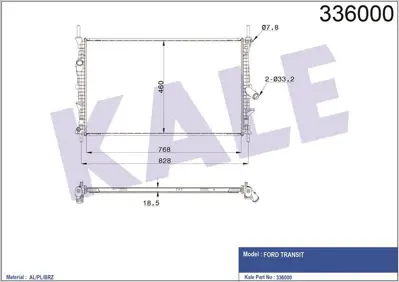 KALE 0222321AB Su Radyatörü GM 1771533, GM 1776889, GM 1789645, GM BK218005CA, GM BK218005CB, GM BK218005CC, GM 1898101, GM MEBK218005CC, GM RA0121250, GM 66861